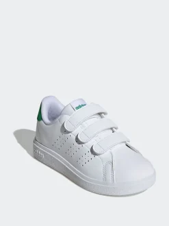 Blanc et vert - adidas Advantage Base 2.0 Baskets enfant à crochets et boucles
