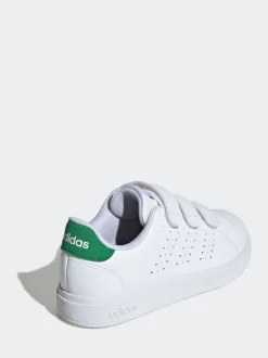 Blanc et vert - adidas Advantage Base 2.0 Baskets enfant à crochets et boucles