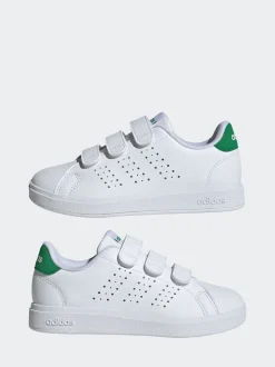 Blanc et vert - adidas Advantage Base 2.0 Baskets enfant à crochets et boucles