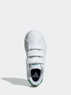 Blanc et vert - adidas Advantage Base 2.0 Baskets enfant à crochets et boucles
