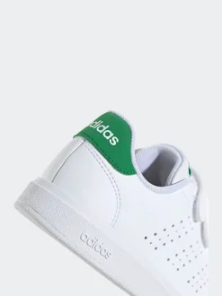 Blanc et vert - adidas Advantage Base 2.0 Baskets enfant à crochets et boucles