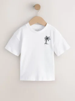 Blanc imprimé palmiers - Petit t-shirt graphique à manches courtes (3mois à7ans)