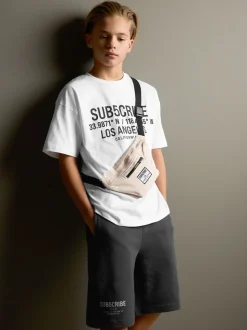 Blanc/anthracite - Subscribe Ensemble t-shirt et short à manches courtes (3-16ans)