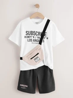 Blanc/anthracite - Subscribe Ensemble t-shirt et short à manches courtes (3-16ans)