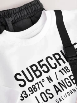Blanc/anthracite - Subscribe Ensemble t-shirt et short à manches courtes (3-16ans)