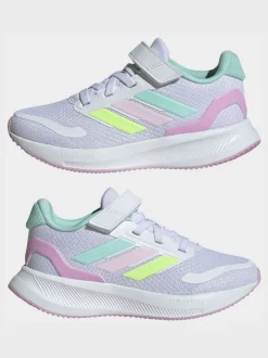 Blanc/aqua - adidas Baskets de course Runfalcon 5 à lacets élastiques pour enfant