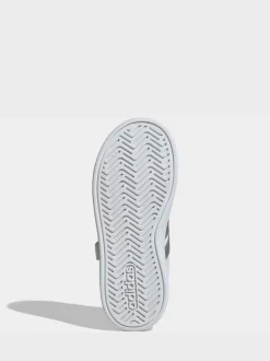 Blanc/Argent - adidas Grand Court 3.0 Baskets enfant à lacets élastiques