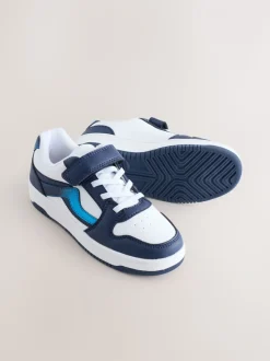 Blanc/Bleu - Baskets à lacets élastiques à fermeture tactile