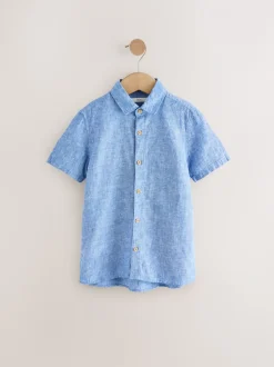 Blanc/Bleu - Blend Chemises Manchester court en lin ({t}3mois-16ans)