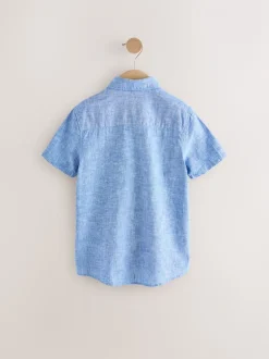 Blanc/Bleu - Blend Chemises Manchester court en lin ({t}3mois-16ans)