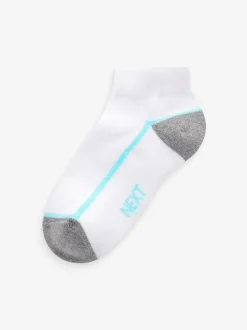 Blanc/Bleu - Chaussettes d'entraînement Semelle intérieure coussinée 7 Pack