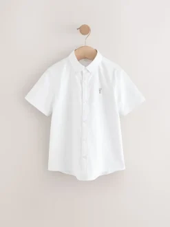 Blanc/Bleu - Lot de 2 chemises Oxford riches en coton à manches courtes (3-16ans)