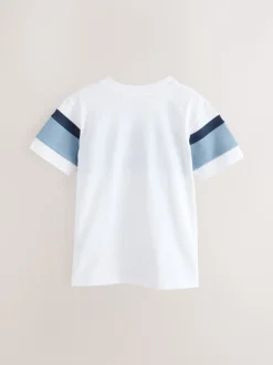 Blanc/Bleu Texturé - T-shirt Manches courtes coloré (3-16ans)