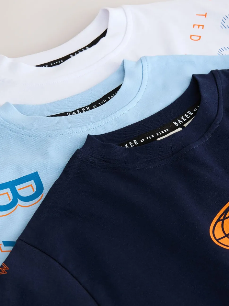Blanc/bleu/bleu marine - Lot de t-shirts Baker by Ted Baker Graphic Imprimé 3 Lot