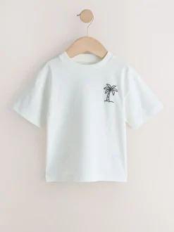 Blanc/bleu/vert/noir/violet - Lot de 5 petits T-shirts graphiques à manches courtes (3mois-7ans)