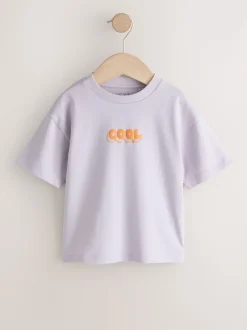 Blanc/bleu/vert/noir/violet - Lot de 5 petits T-shirts graphiques à manches courtes (3mois-7ans)