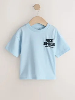 Blanc/bleu/vert/noir/violet - Lot de 5 petits T-shirts graphiques à manches courtes (3mois-7ans)