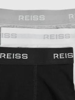 Blanc/gris/noir - Lot de 3 boxers Reiss Heller en coton extensible à taille avec logo