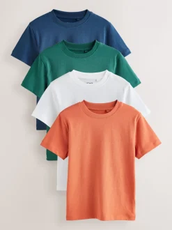 Blanc/Marine/Vert/Orange - Lot de 4 t-shirts à manches courtes (3-16 ans)