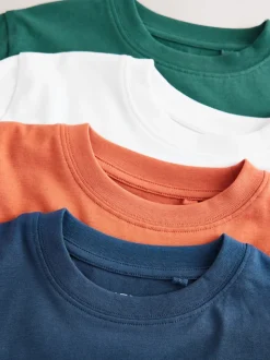 Blanc/Marine/Vert/Orange - Lot de 4 t-shirts à manches courtes (3-16 ans)