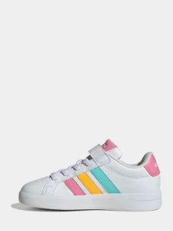 blanc/multicolore - adidas Grand Court 3.0 Baskets enfant à lacets élastiques