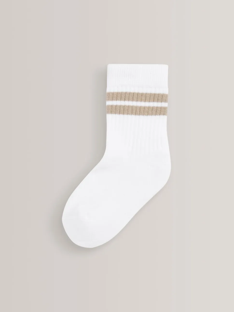 Blanc/neutres - Cushioned Semelle intérieure Cotton Rich Ribbed Tipped Chaussettes 5 Lot