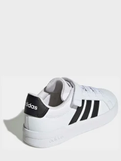 Blanc/Noir - adidas Grand Court 3.0 Baskets enfant à lacets élastiques