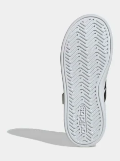 Blanc/Noir - adidas Grand Court 3.0 Baskets enfant à lacets élastiques