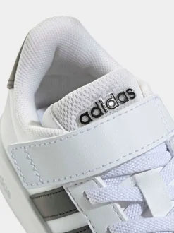 Blanc/Noir - adidas Grand Court 3.0 Baskets enfant à lacets élastiques