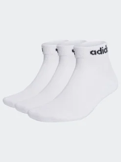 Blanc/Noir - adidas Linear Chaussettes rembourré à la cheville 3 Lot