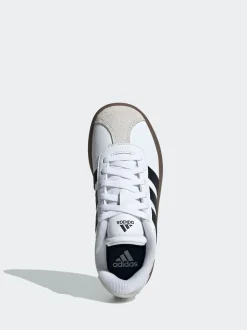 Blanc/Noir - adidas Vl Cour 3.0 Baskets enfant en daim à lacets