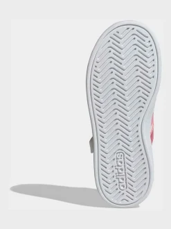 Blanc/Rose - adidas Grand Court 3.0 Baskets enfant à lacets élastiques