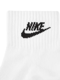 Blanc/Rouge - Nike Tous les jours Essentiel Cheville 100% Coton Chaussettes 3 Lot