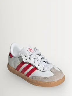 Blanc/rouge/gris - Baskets Adidas Original Samba OG Comfort Closure à Dentelles élastiques