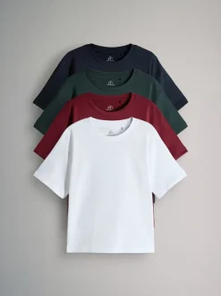 Blanc/rouge/vert/bleu marine - The Set lot de 4 t-shirts oversize en coton à manches courtes