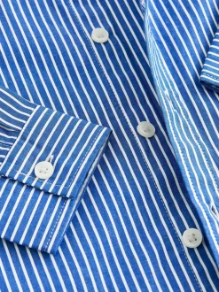 Bleu - 100% coton Manches longues Rayure Chemises (3-16ans)