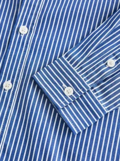 Bleu - 100% coton Manches longues Rayure Chemises (3-16ans)