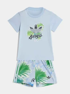 Bleu - adidas Originals Graphic T-Shirt and Shorts Infant Set