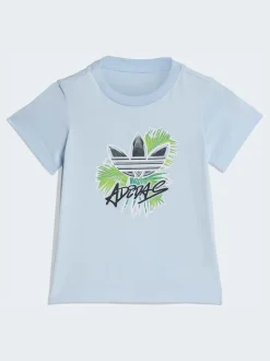 Bleu - adidas Originals Graphic T-Shirt and Shorts Infant Set