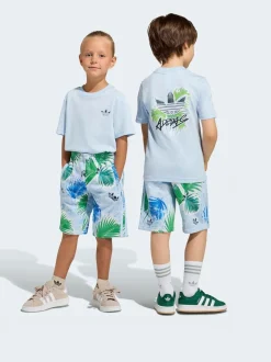Bleu - adidas Originals Graphic T-Shirt and Shorts Little Kids Set