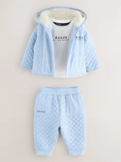 Bleu - Baker by Ted Baker ensemble 3 pièces t-shirt et pantalon matelassé