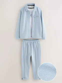 Bleu - Baker by Ted Baker ensemble 3 pièces T-shirt, veste et pantalons texturés