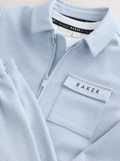 Bleu - Baker by Ted Baker ensemble 3 pièces T-shirt, veste et pantalons texturés
