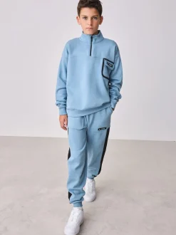 Bleu - Baker by Ted Baker Ensemble Sweat-shirt et joggeurs à col zippé et col cheminée