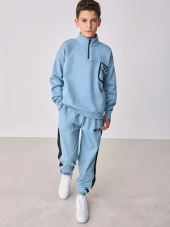 Bleu - Baker by Ted Baker Ensemble Sweat-shirt et joggeurs à col zippé et col cheminée