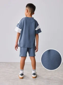 Bleu - Baker by Ted Baker ensemble t-shirt et short universitaire color block