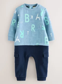 Bleu - Barboteuse à manches longues imprimée Baker by Ted Baker partout