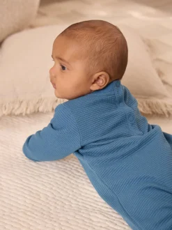 Bleu - Barboteuse Baker by Ted Baker texturée à manches longues