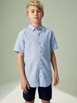 Bleu - Blend Chemises Manchester court en lin ({t}3mois-16ans)