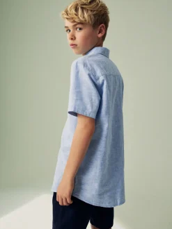 Bleu - Blend Chemises Manchester court en lin ({t}3mois-16ans)